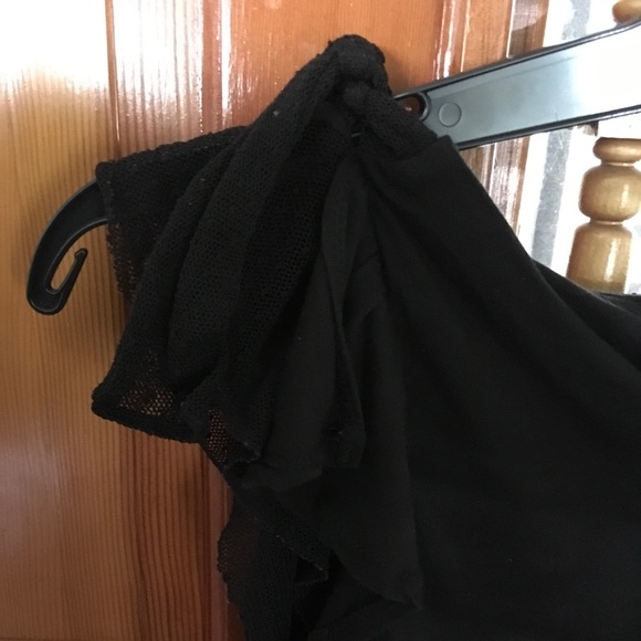 Anthropologie Black Flutter Cap Sleeve Sz M - Picture 6 of 6